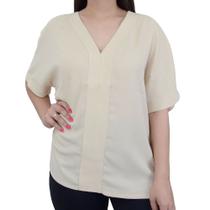 Blusa Feminina Seiki Crepe Decote V Creme - 6214