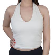 Blusa Feminina Seiki Cropped Canelado Frente Unica Off White