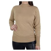 Blusa Feminina Seiki Tricot Gola Alta Bege - 830407 Blusa Feminina Seiki Tricot Gola Alta Bege - 830407