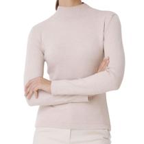 Blusa Feminina Seiki Tricot Gola Alta Bege Areia - 83040 Blusa Feminina Seiki Tricot Gola Alta Bege Areia - 83040