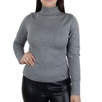 Blusa Feminina Seiki Tricot Gola Alta Cinza - 83040 Blusa Feminina Seiki Tricot Gola Alta Cinza - 83040