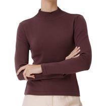 Blusa Feminina Seiki Tricot Gola Alta Marrom - 8304