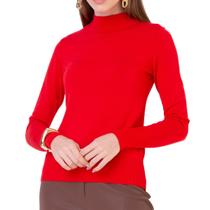 Blusa Feminina Seiki Tricot ML Meia Gola Vermelho - 830381