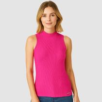 Blusa Feminina Sem Manga Canelada Viscose Cereja Rosa Blusa Feminina Sem Manga Canelada Viscose Cereja Rosa