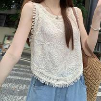 Blusa Feminina Sem Mangas Bordada com Franjas de Crochê - Estilo Boho para Primavera/Verão