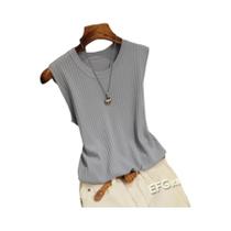 Blusa Feminina Sem Mangas de Verão - Malha com Gola Redonda Blusa Feminina Sem Mangas de Verão - Malha com Gola Redonda