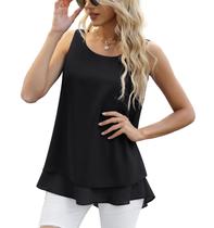 Blusa feminina sem mangas Jouica Chiffon Flowy Black XXL
