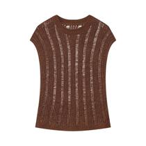 Blusa Feminina Sexy De Tricô Com Decote O E Recortes Vazados, Blusa Casual Chique De Verão