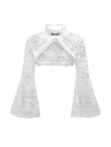 Blusa feminina Shrug Top WDIRARA plus size de renda branca gótica Blusa feminina Shrug Top WDIRARA plus size de renda branca gótica