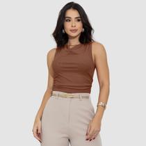 Blusa Feminina Social Elegante Alça Larga Degagê Pregueada