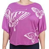 Blusa Feminina Soltinha Estampa Borboleta Plus Size