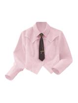 Blusa feminina SOLY HUX com estampa listrada com botões rosa claro