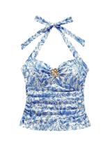 Blusa feminina SOLY HUX, franzida de verão, azul, azul, floral, 11Y Blusa feminina SOLY HUX, franzida de verão, azul, azul, floral, 11Y
