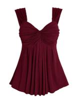 Blusa feminina SOLY HUX Plus Size Babydoll Twist Peplum Burgundy Blusa feminina SOLY HUX Plus Size Babydoll Twist Peplum Burgundy