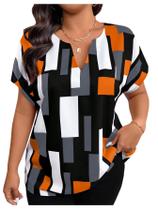 Blusa feminina SOLY HUX Plus Size Color Block de manga curta