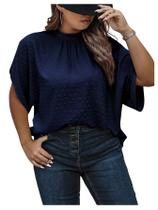 Blusa feminina SOLY HUX Swiss Dots, gola simulada, azul escuro