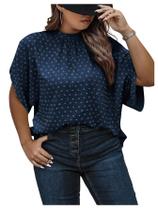 Blusa feminina SOLY HUX Swiss Dots, gola simulada, azul, GG