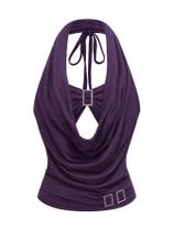 Blusa feminina SOLY HUX Y2k drapeada, franzida, sem encosto, roxa Blusa feminina SOLY HUX Y2k drapeada, franzida, sem encosto, roxa