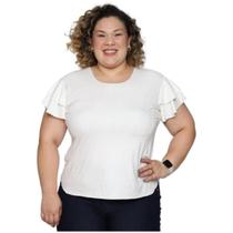 Blusa Feminina Suede Manga Curta Babados Plus Size Moda Verão