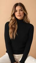 Blusa feminina suéter cacharrel trança acolchoada trico modal