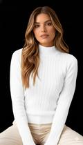 Blusa feminina suéter cacharrel trança acolchoada trico modal