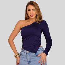 Blusa Feminina Suplex Manga Longa Única Assimetrica Casual e Chique Blusa Feminina Suplex Manga Longa Única Assimetrica Casual e Chique