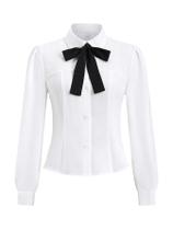 Blusa feminina SweatyRocks, manga comprida, branca Blusa feminina SweatyRocks, manga comprida, branca