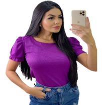 Blusa Feminina T-shirt Blusinha Manga Princesa Com Lastex Blusa Feminina T-shirt Blusinha Manga Princesa Com Lastex