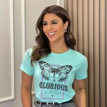 Blusa Feminina T shirt Camiseta Feminino Baby Look Estampada Malha Algodão borboleta