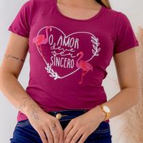 Blusa Feminina T-shirt Estampa Flamingo Manga Curta - GK
