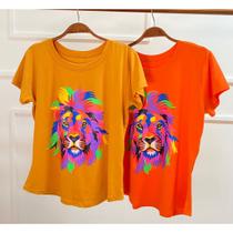 Blusa feminina t-shirt leâo colors roupas femininas