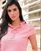 Blusa feminina Tam P Rosa com poá