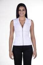 Blusa Feminina Tecido de Poplin Sem Manga - Branca
