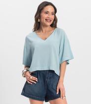 Blusa Feminina Tecido em Viscose Infinita Cor Azul Blusa Feminina Tecido em Viscose Infinita Cor Azul