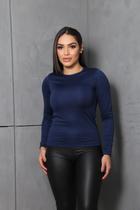 Blusa Feminina Térmica Manga Longa Lisa Básica Gola Redonda