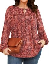 Blusa feminina TFSDOD, tamanho grande, gola redonda, manga comprida Blusa feminina TFSDOD, tamanho grande, gola redonda, manga comprida