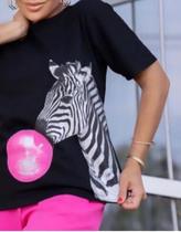 Blusa feminina thsirt zebra babaloo manga curta viscolaycra