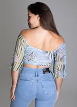 Blusa Feminina Top Cropped Estampada Sawary Fashion