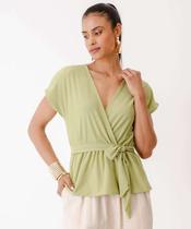 Blusa Feminina Transpassada Amarração Manga Curta Mari-10062