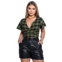 Blusa Feminina Transpassada Amarrar Xadrez São João Festa Junina Blusa Feminina Transpassada Amarrar Xadrez São João Festa Junina