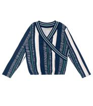 Blusa Feminina Transpassada Listras Secret Glam Azul