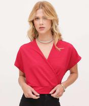 Blusa Feminina Transpassada Textura Manga Curta Marisa-18070 Blusa Feminina Transpassada Textura Manga Curta Marisa-18070