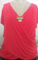 Blusa feminina trapassada com Drapeado Plus Size