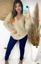 Blusa feminina tricô côr bege tamanho médio