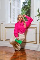 Blusa feminina tricô inverno sem costura gola boba tam único veste do 38 ao 42 Via Bariloche Tricot