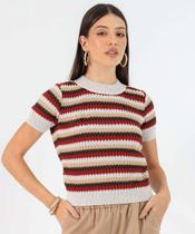 Blusa Feminina Tricô Listrado Marisa Off White-30016 Blusa Feminina Tricô Listrado Marisa Off White-30016
