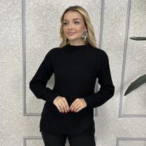 Blusa Feminina Tricô Manga Longa Crochê Macia Look Moderno Inverno Casual