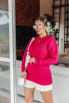 Blusa feminina tricô sem costura decote redondo tam único veste do 38 ao 42 Via Bariloche Tricot
