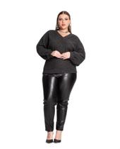 Blusa Feminina Tricot Canelado Decote V Plus Size