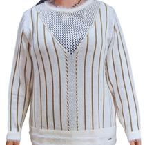 Blusa Feminina Tricot Clajan Pérolas Plus Size Blusa Feminina Tricot Clajan Pérolas Plus Size